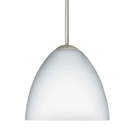 Besa Lighting Sasha Cord Pendant, Opal Matte, Satin Nickel Finish, 1x9W LED 1BT-757207-LED-SN